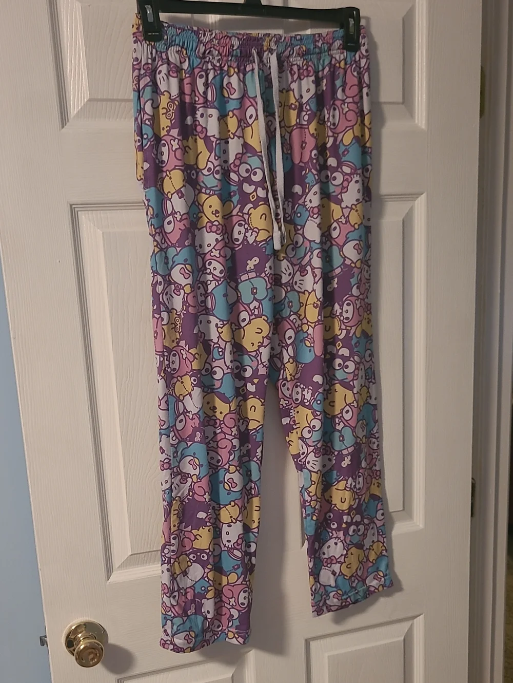 Hello Kitty Purple Multicolor Cartoon Print Lounge Pants M